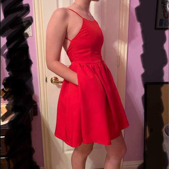 Lulus Dresses & Skirts - LuLu’s Red Backless Skater Dress Size L